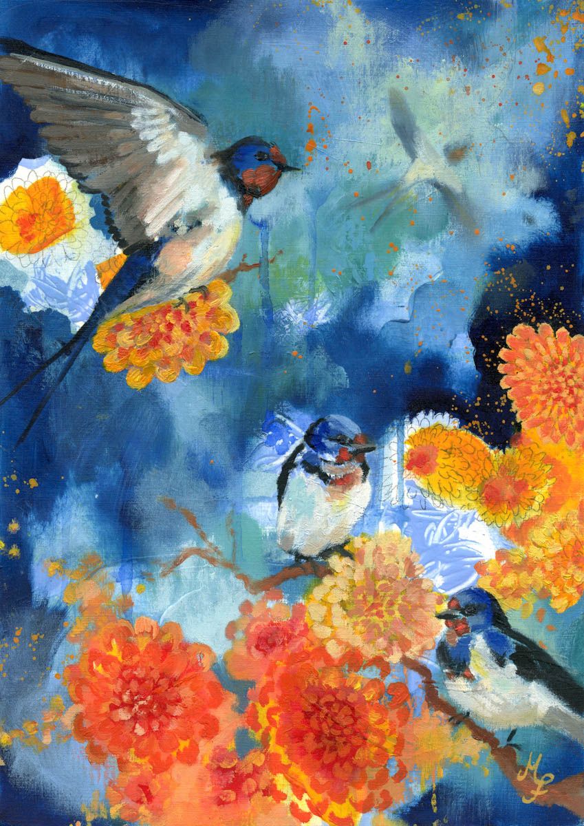Freiheit – Original-Gemälde von Monique Fischer, 21 × 29,7 cm, Acryl/Öl auf Leinwand