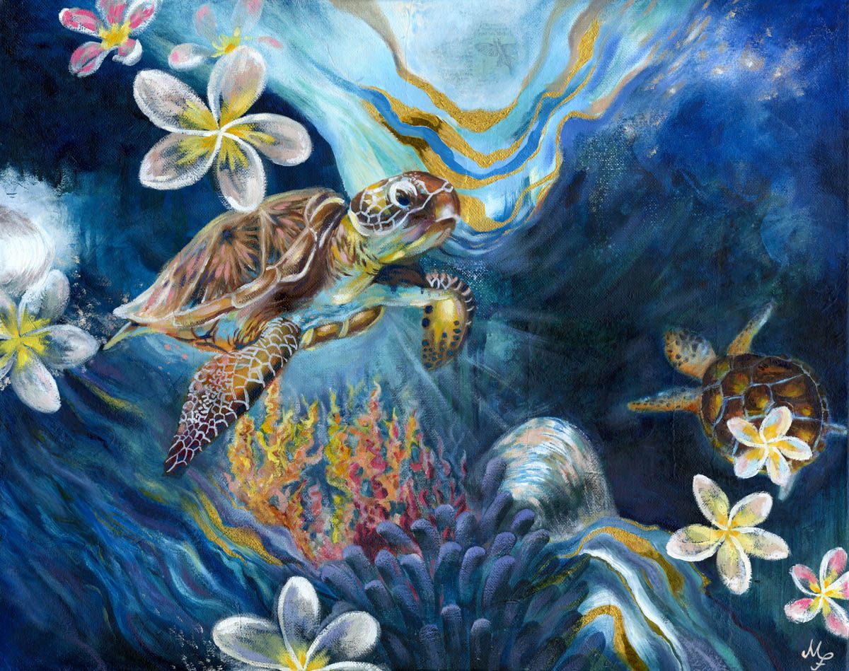 Hüterin der Zeit – Original-Gemälde von Monique Fischer, 40 × 50 cm, Acryl/Öl auf Leinwand
