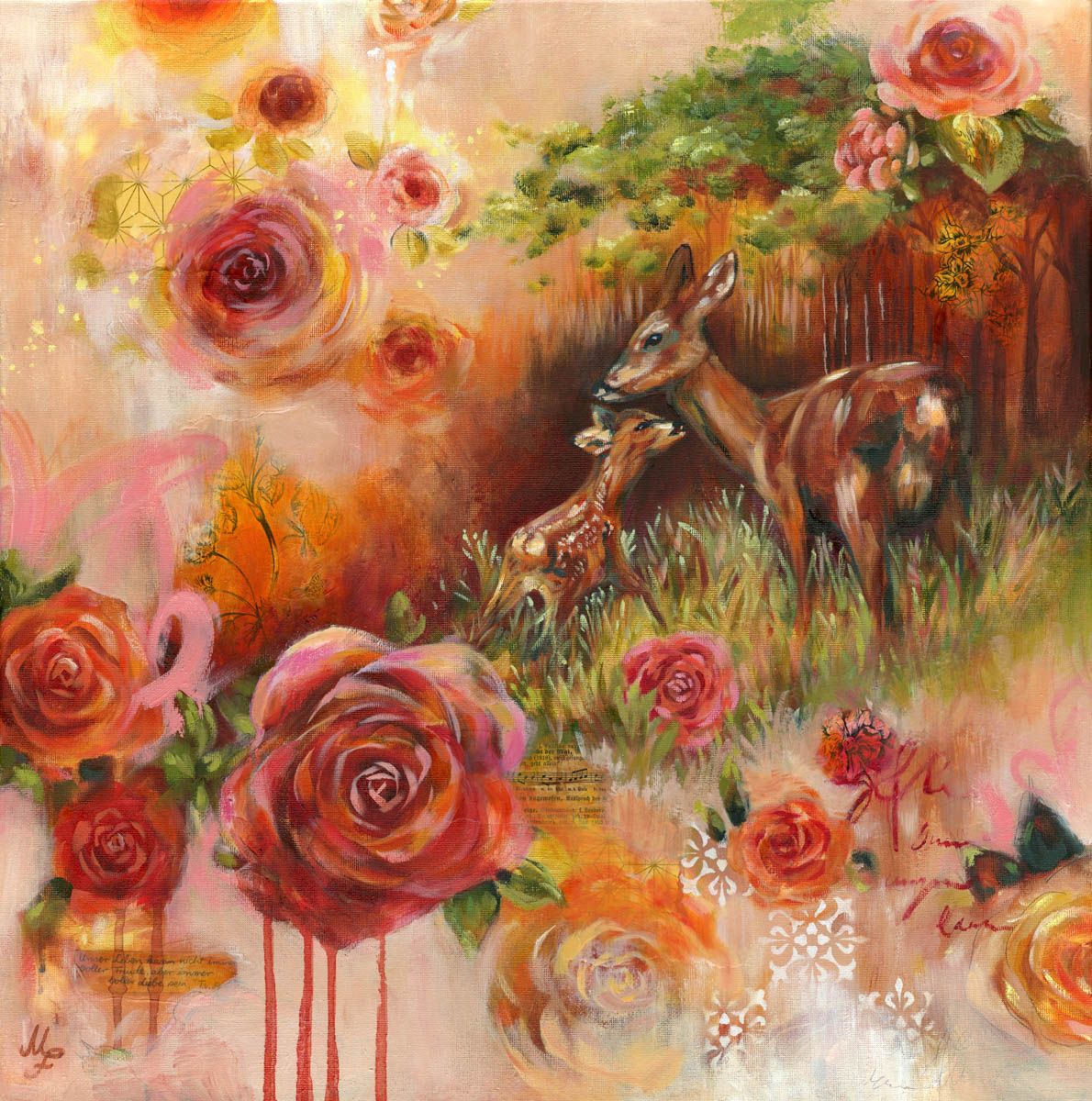 Serie Kindheit – Ich liebe und beschütze dich! – Original-Gemälde von Monique Fischer, 50 × 50 cm, Acryl/Öl auf Leinwand