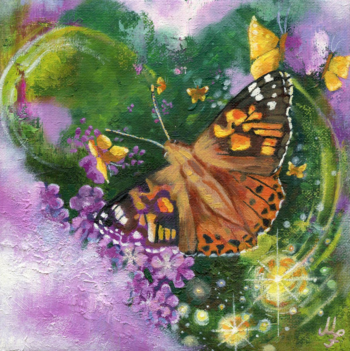 Transformation – Original-Ölgemälde von Monique Fischer, 20 × 20 cm