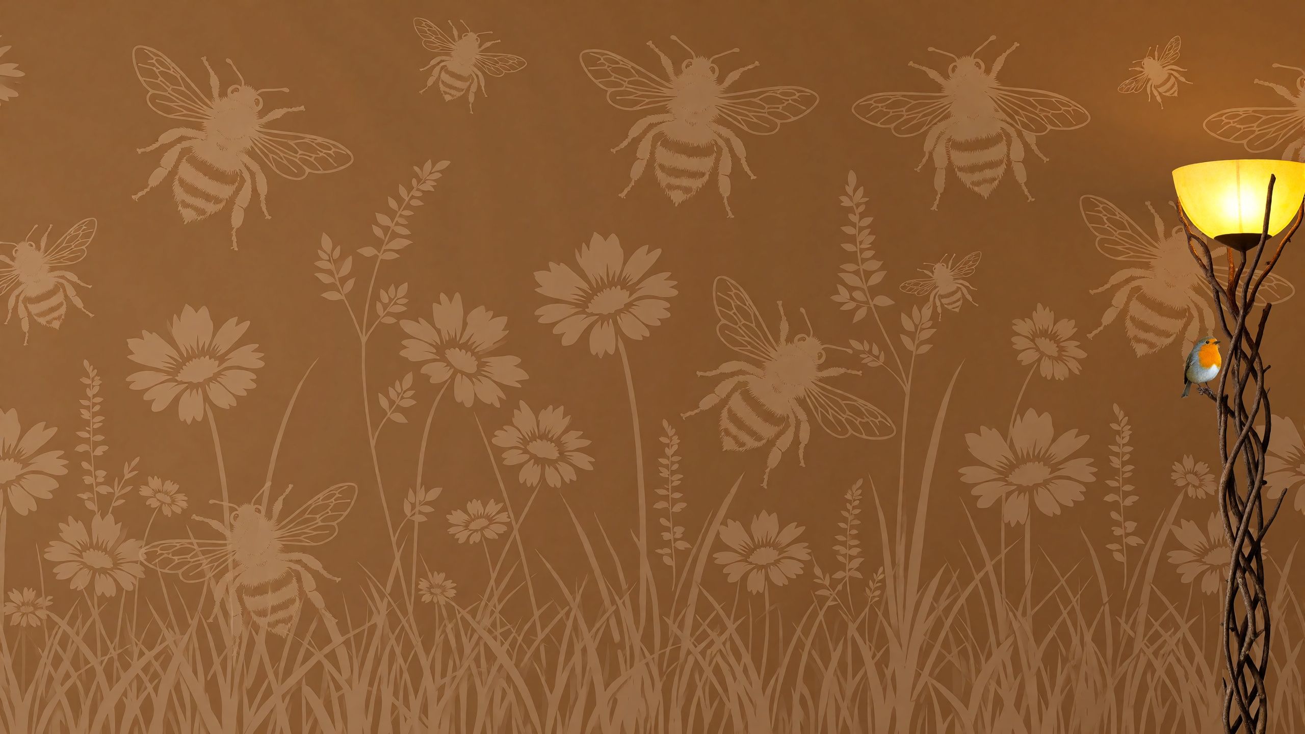 Wohnraum-Mockup „Bienenbraun“ mit freier Wandfläche