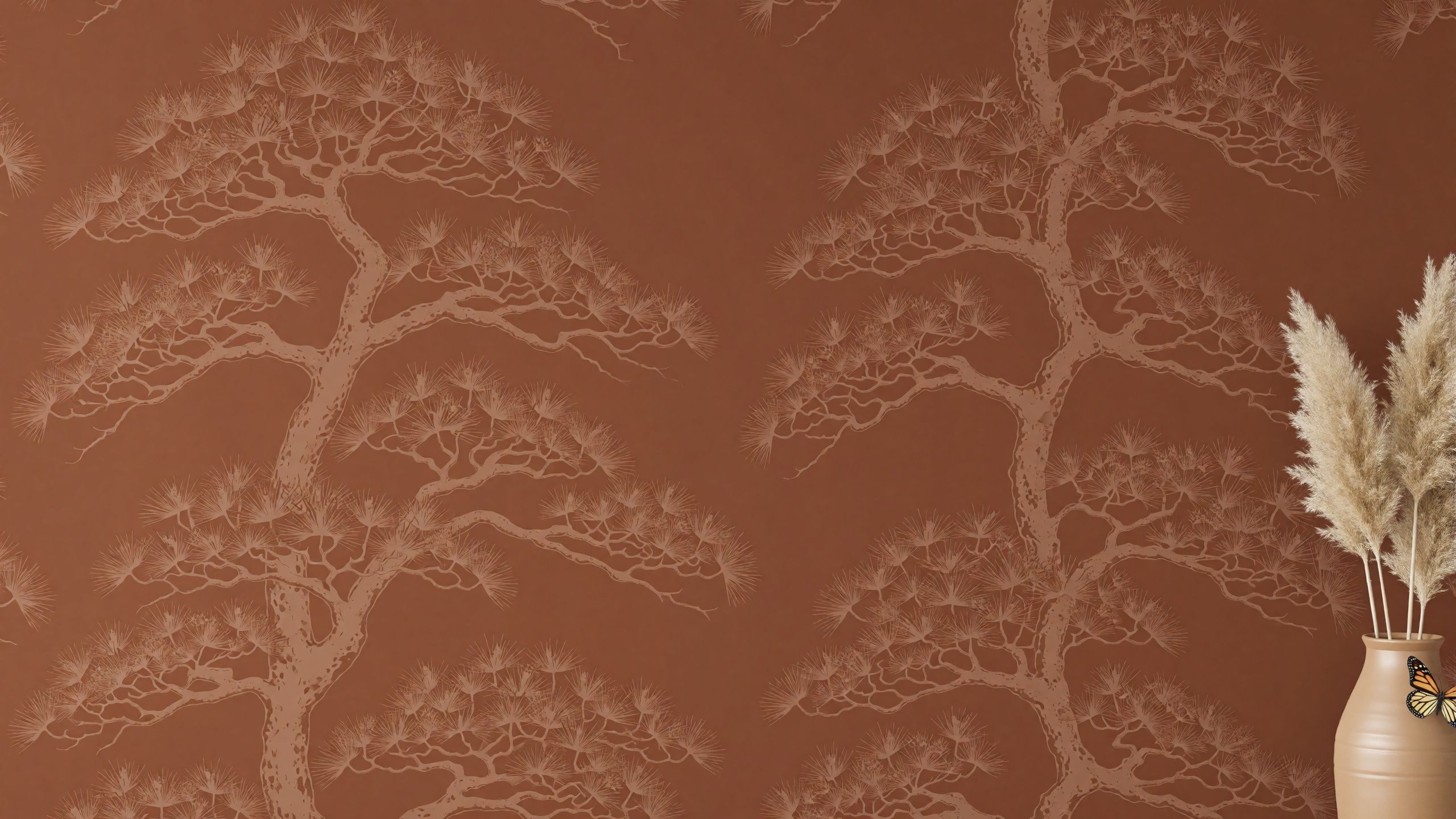 Wohnraum-Mockup „Terracotta-Baum“ mit freier Wandfläche